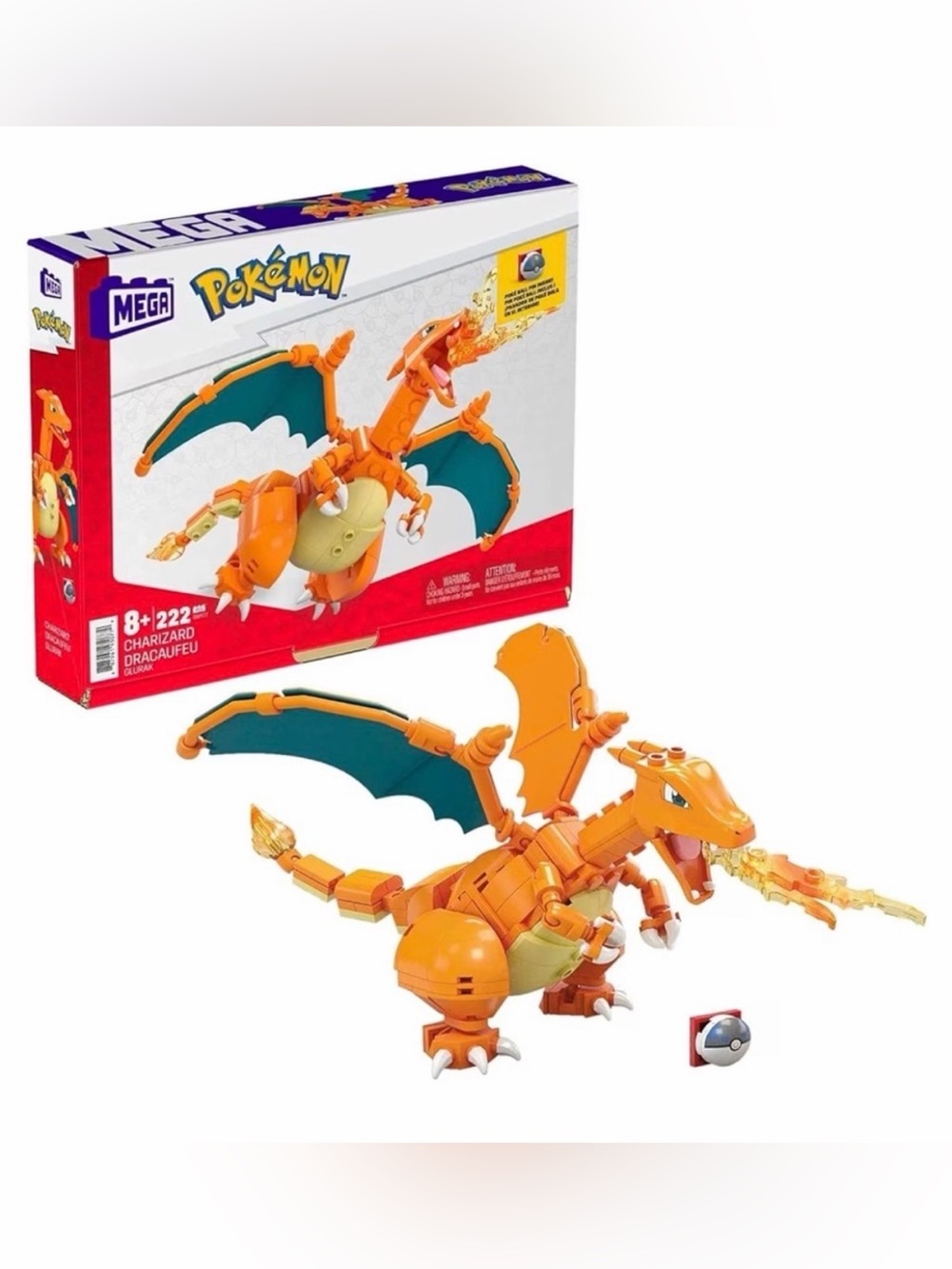 Pokemon Action Figure Building Toys Set, Charizard with 222 Pieces, like legos